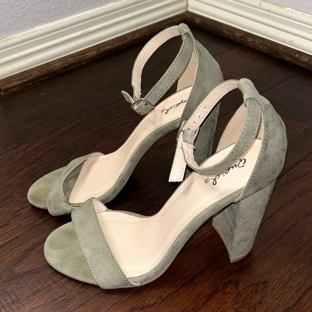 Sage Green Open Toe Stiletto Heels